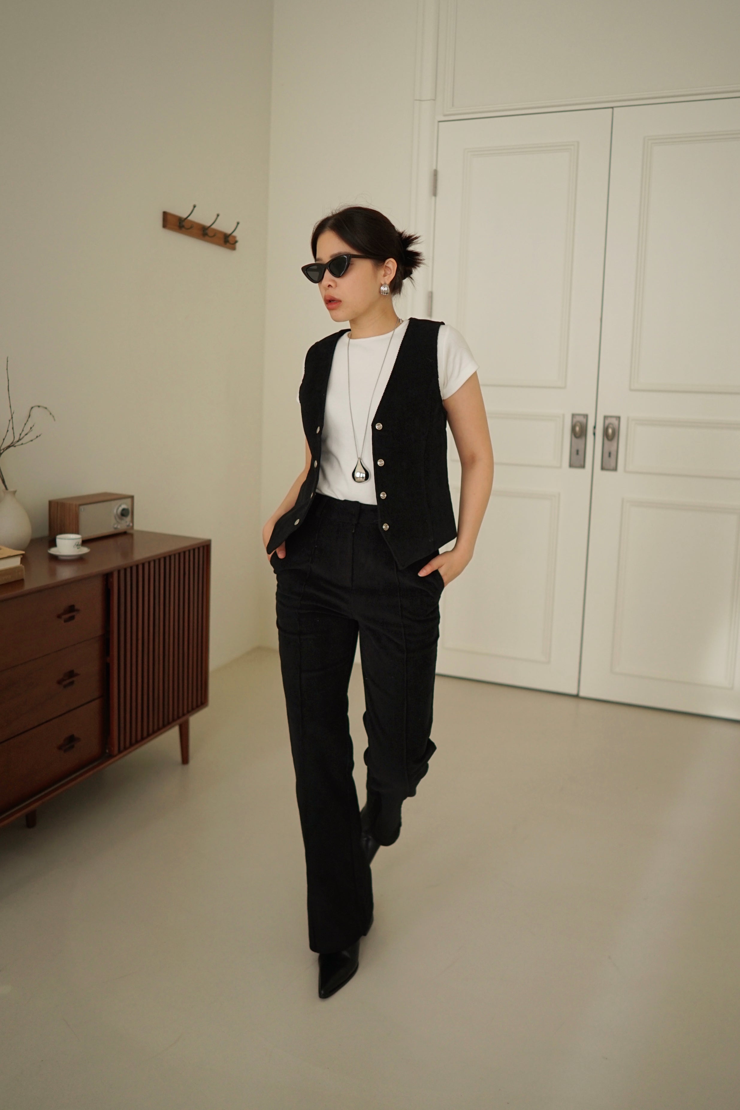 high rise corduroy flared pants