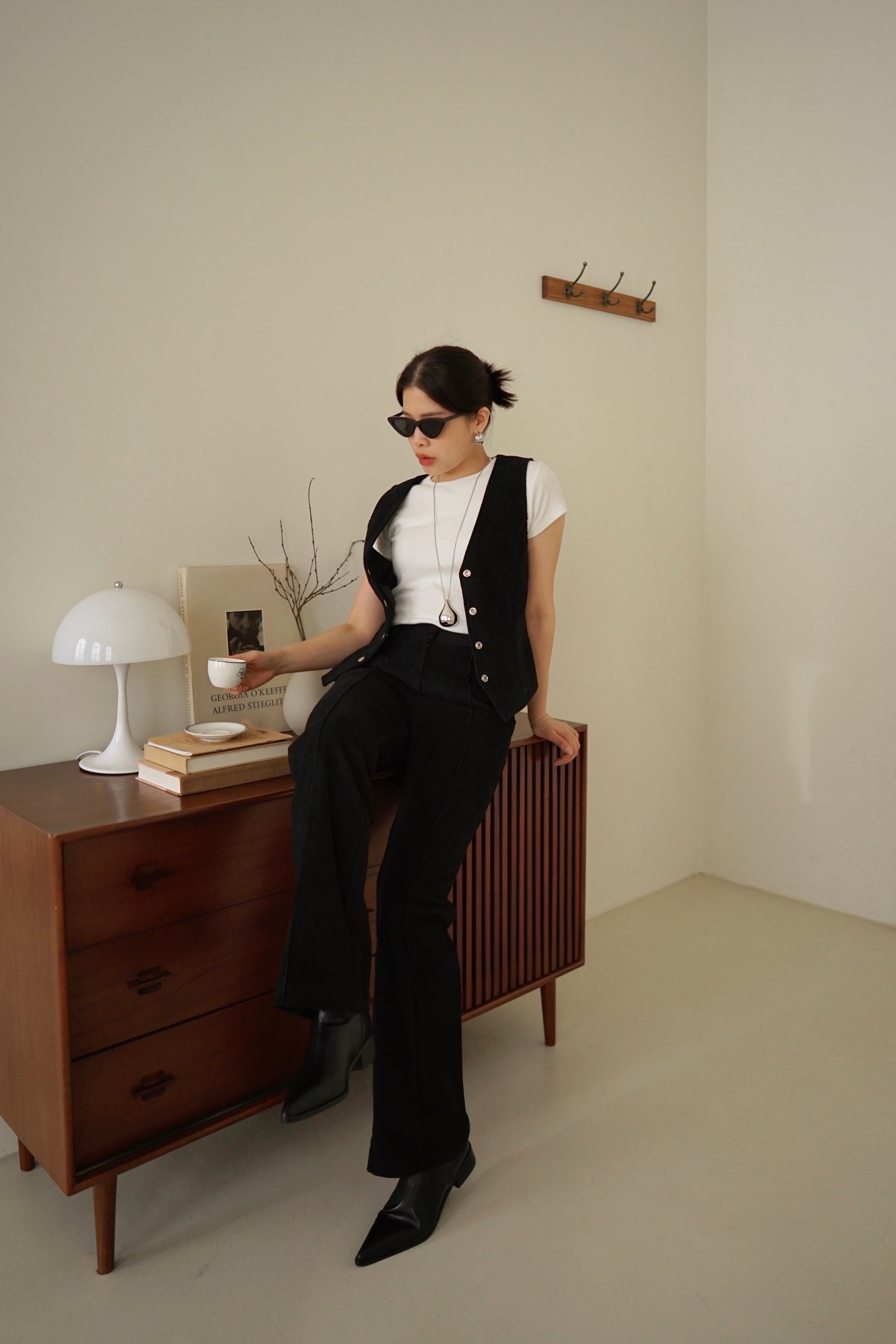 high rise corduroy flared pants