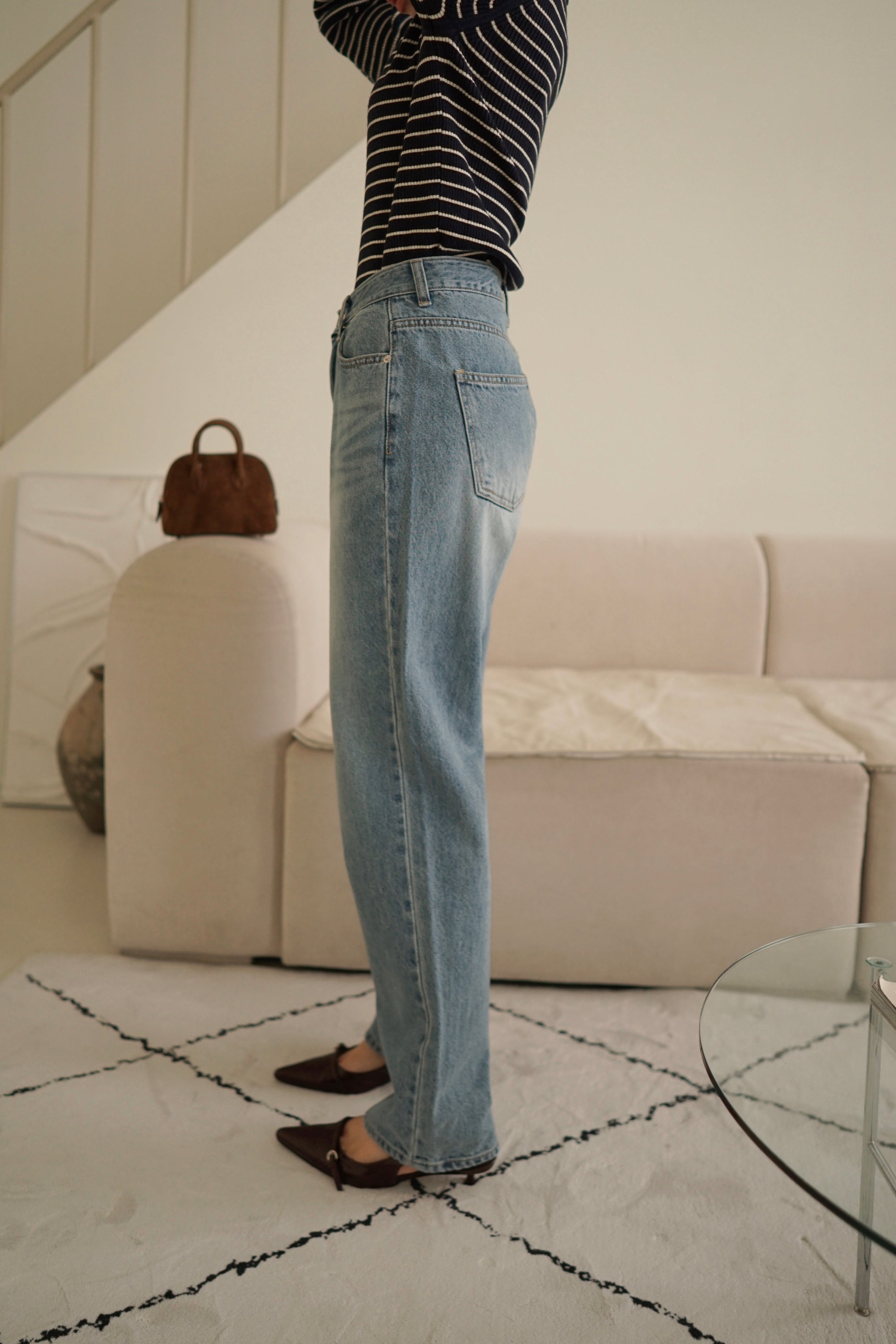 Rollin high rise wide leg straight jeans