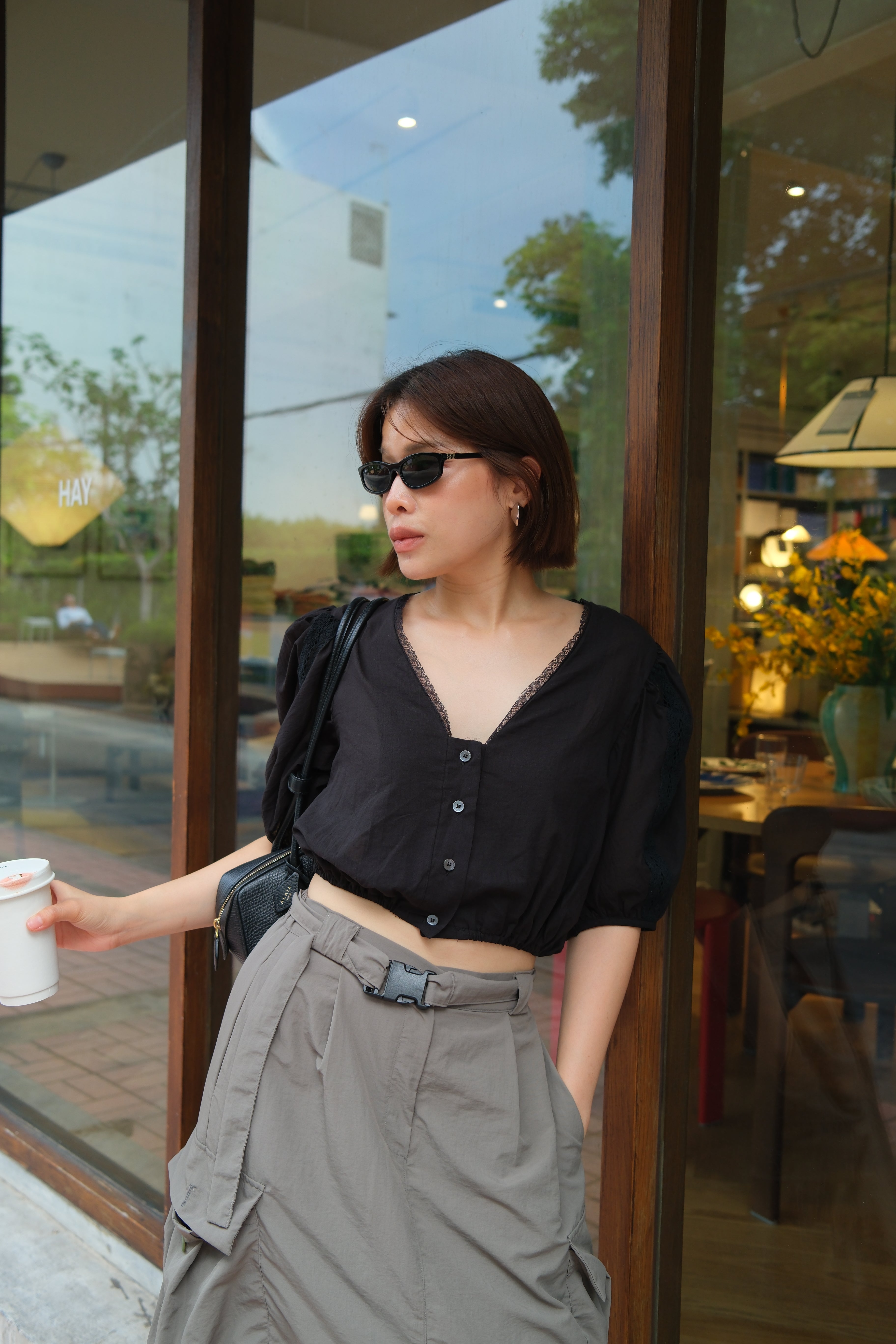 Colette Puff sleeve crop Blouse