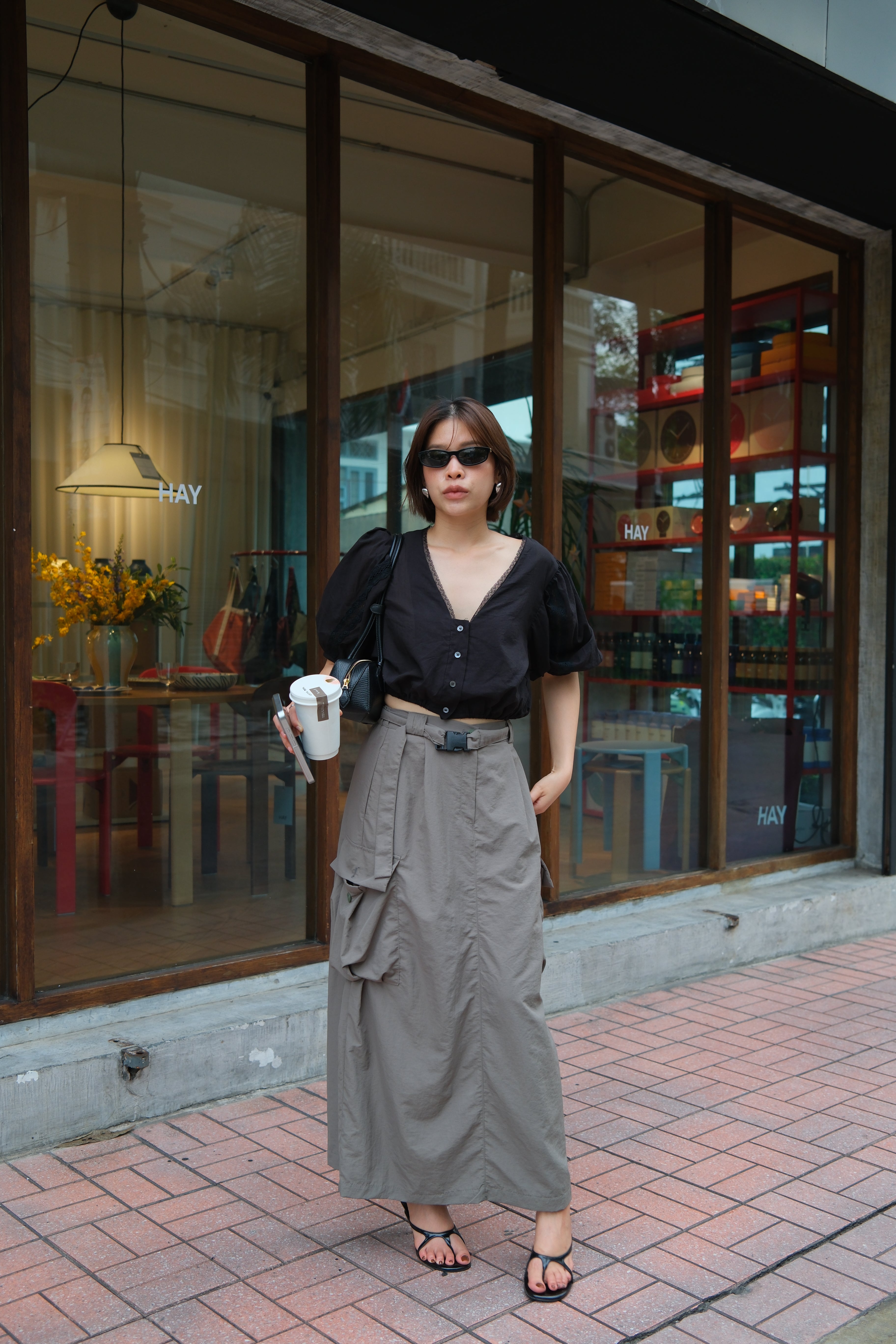 Colette Puff sleeve crop Blouse