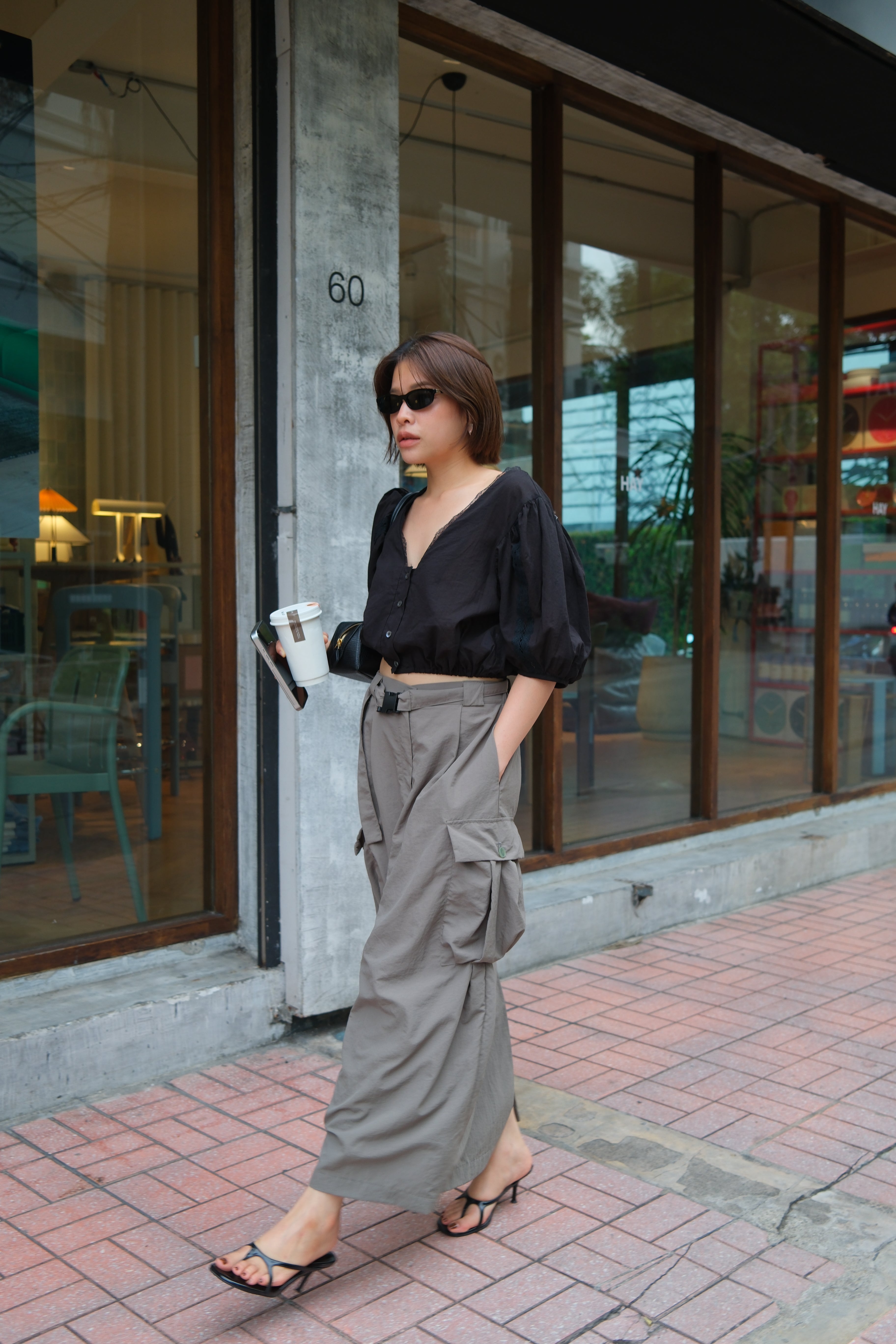 Colette Puff sleeve crop Blouse