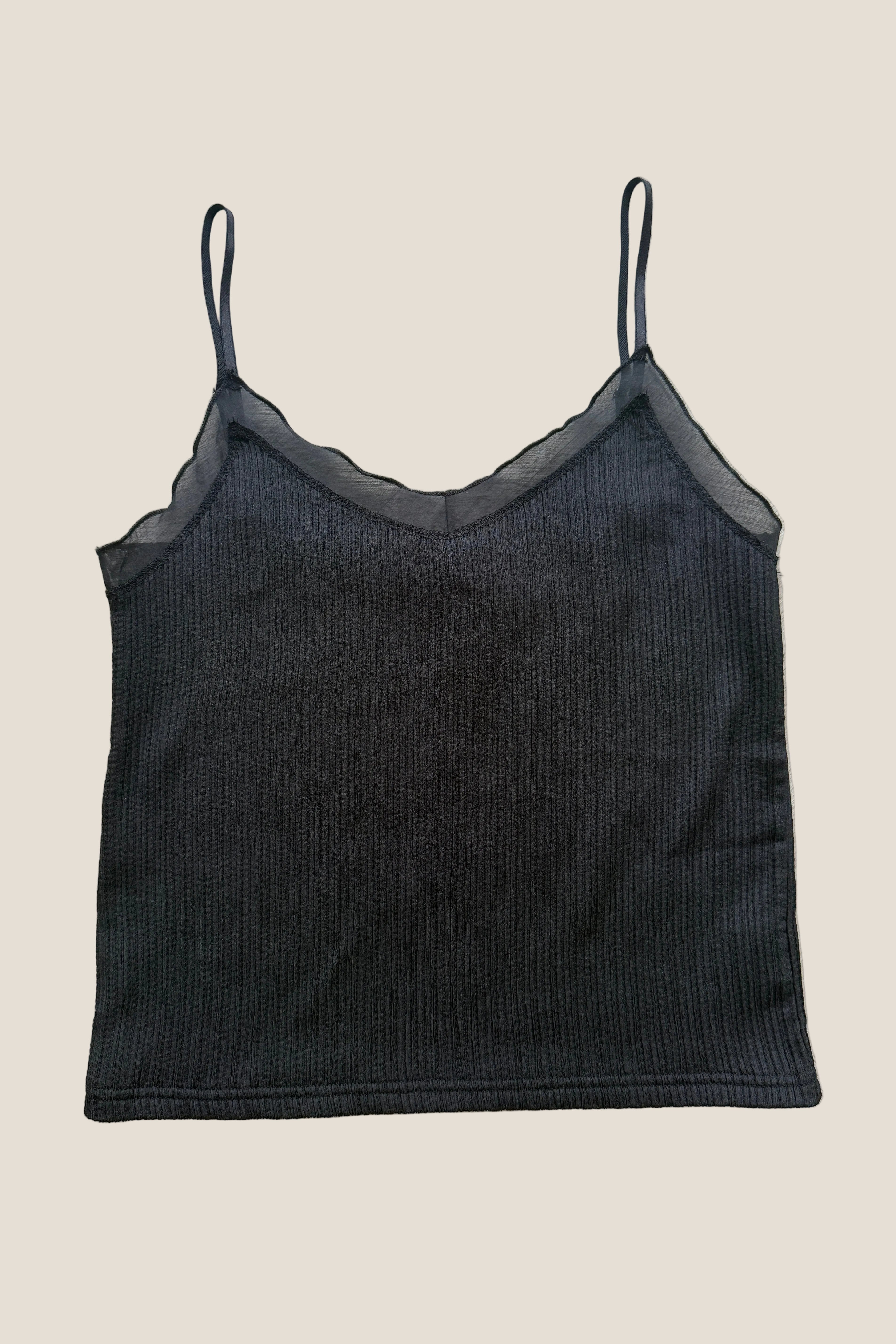 Fine-Pleat Sheer-Trim Cami