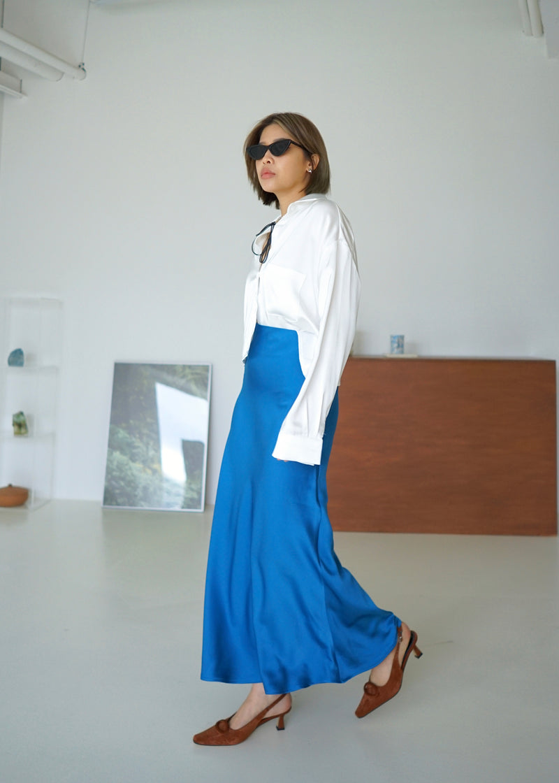 barbi satin crop shirt