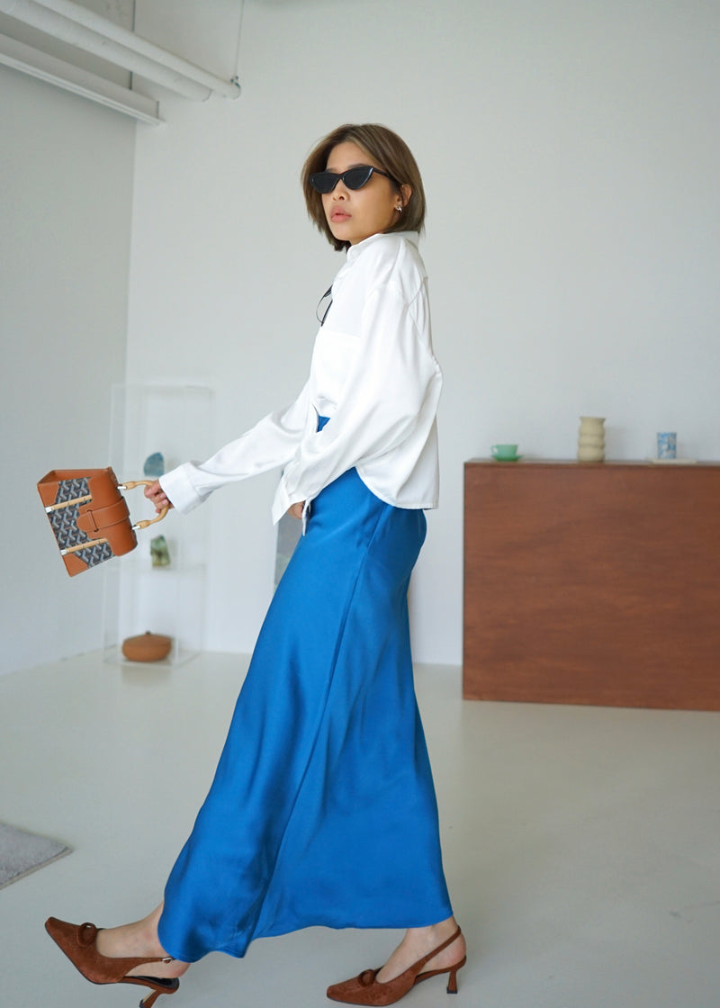 barbi satin crop shirt