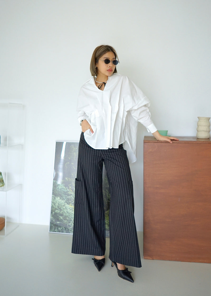 stripe high-rise side pocket trousers