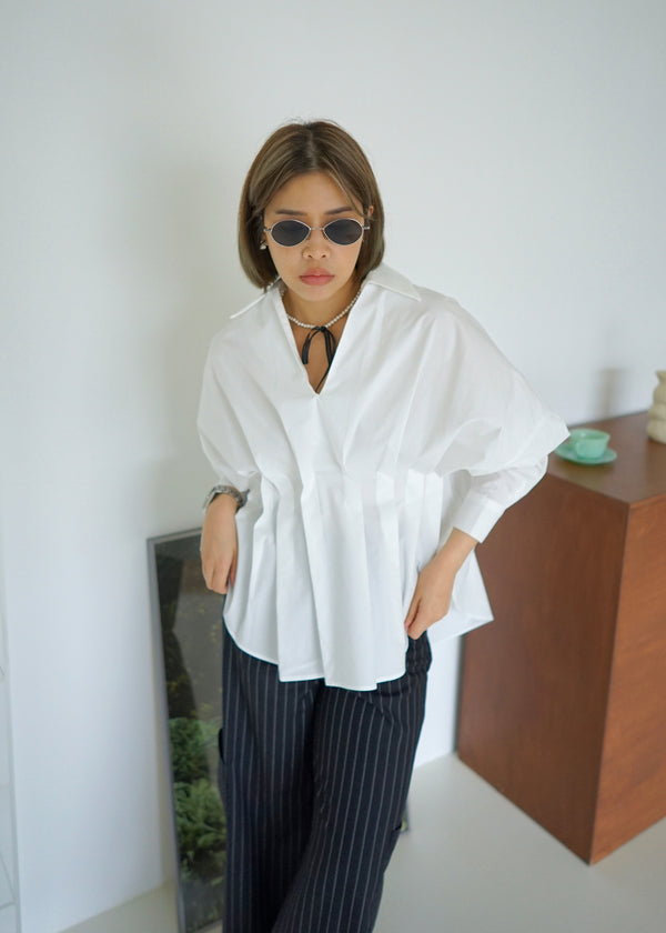 pleated waist oversized shirt
