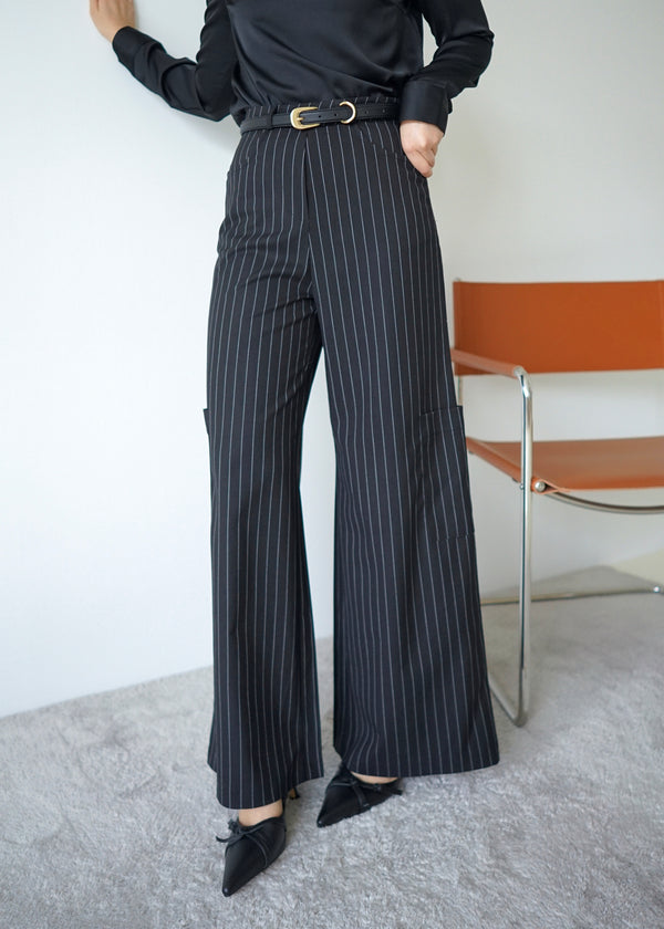 stripe high-rise side pocket trousers