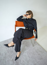 stripe high-rise side pocket trousers