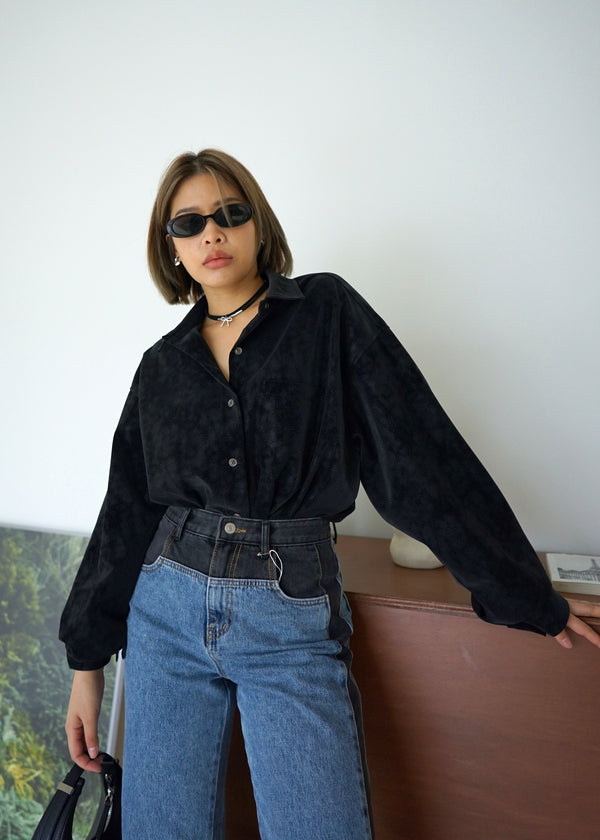 fade suede oversized shirt
