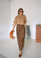 vegan leather balloon long skirt
