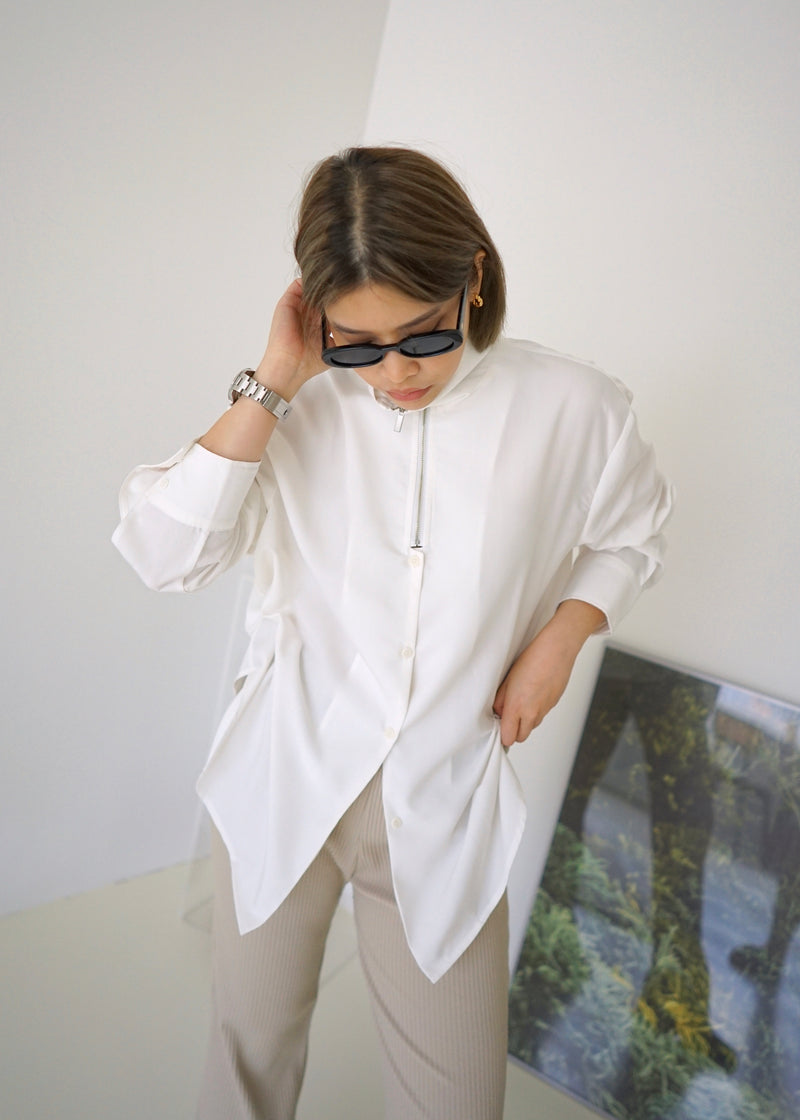 high neck half zip shirt