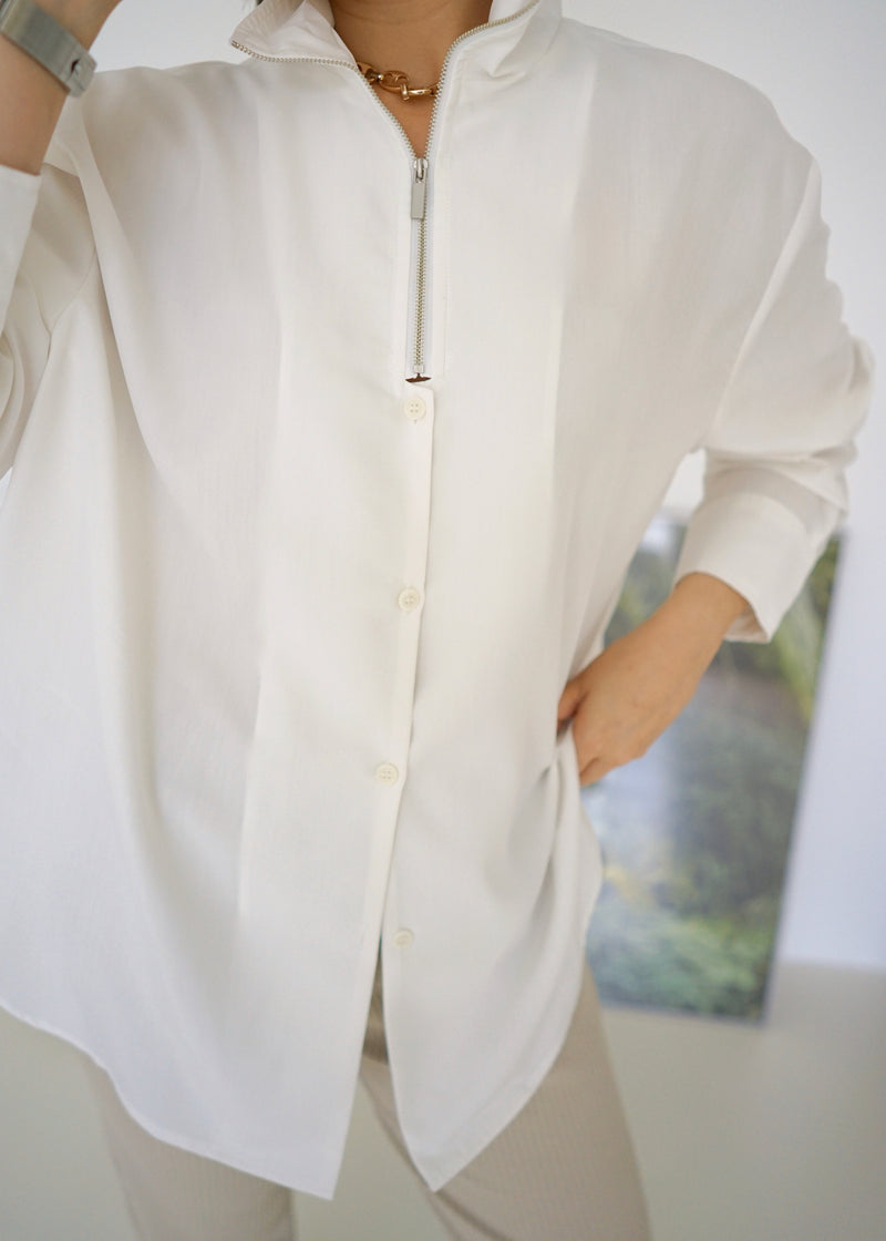 high neck half zip shirt