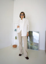 cotton ribbed slim pants