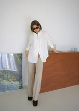 cotton ribbed slim pants