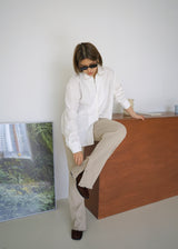 cotton ribbed slim pants