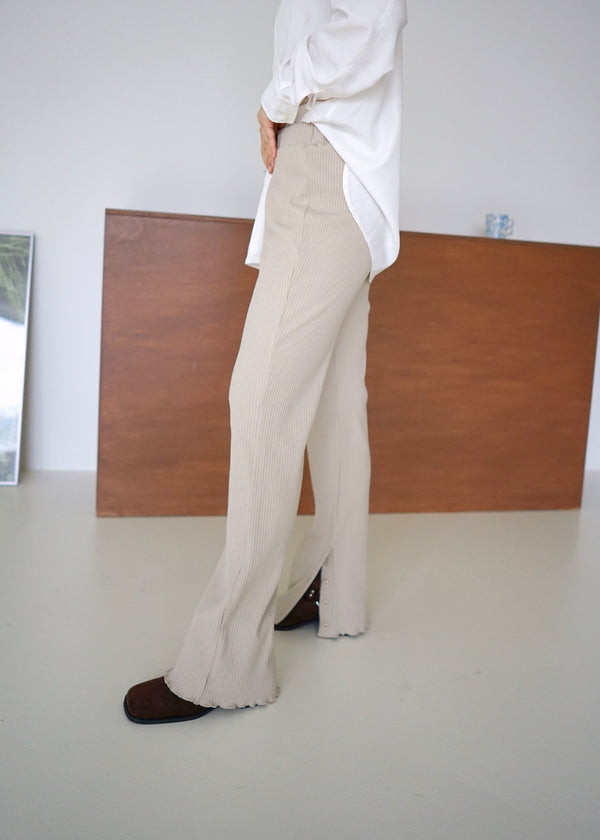 cotton ribbed slim pants