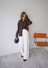 Grid straight jeans