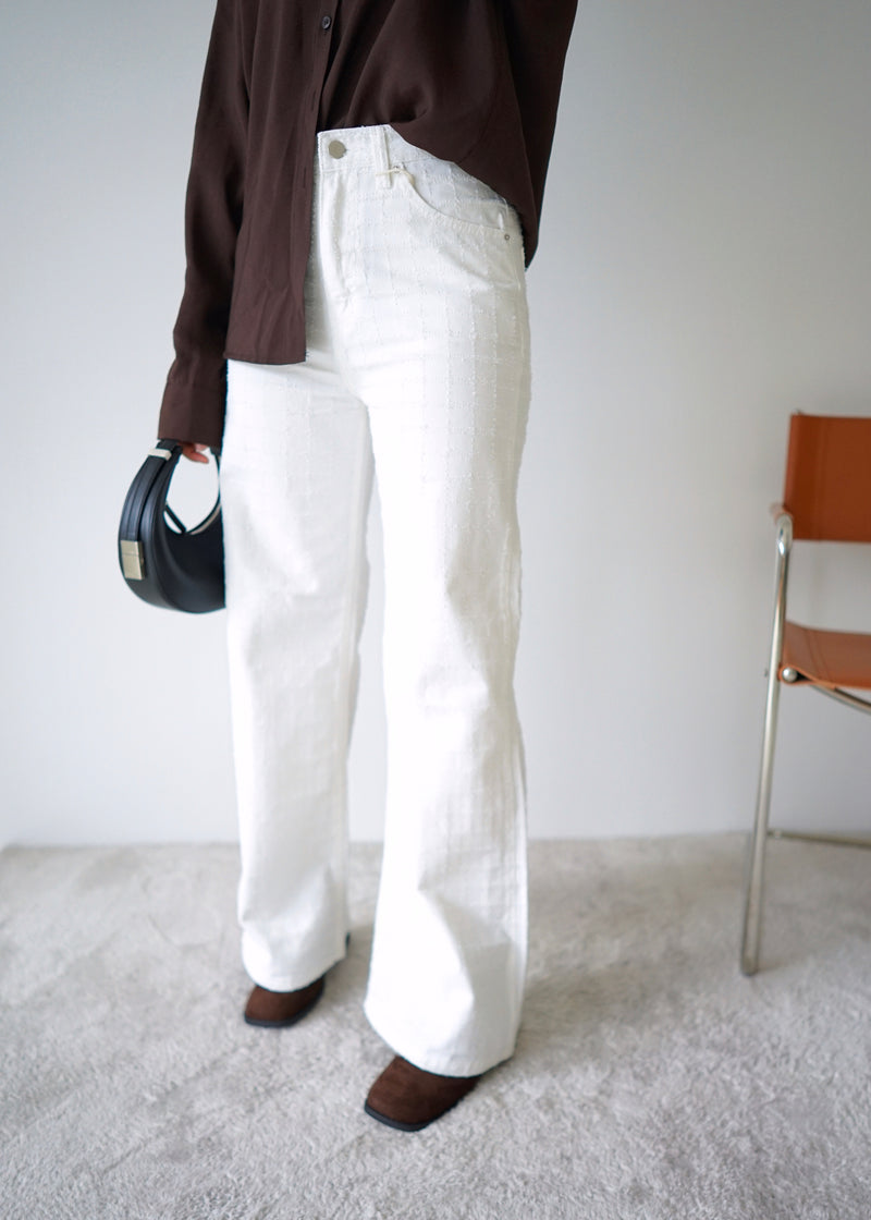 Grid straight jeans