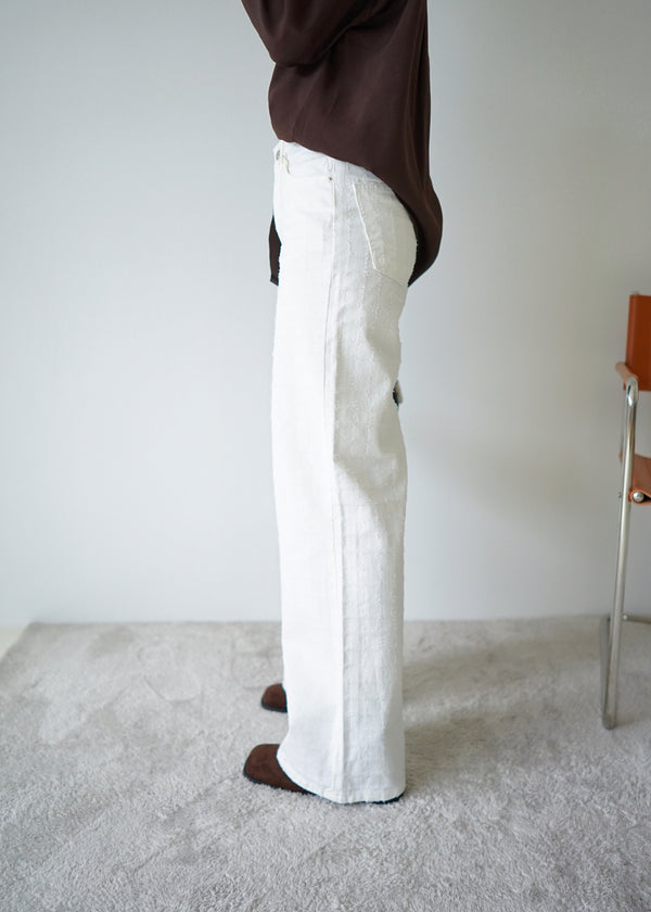 Grid straight jeans