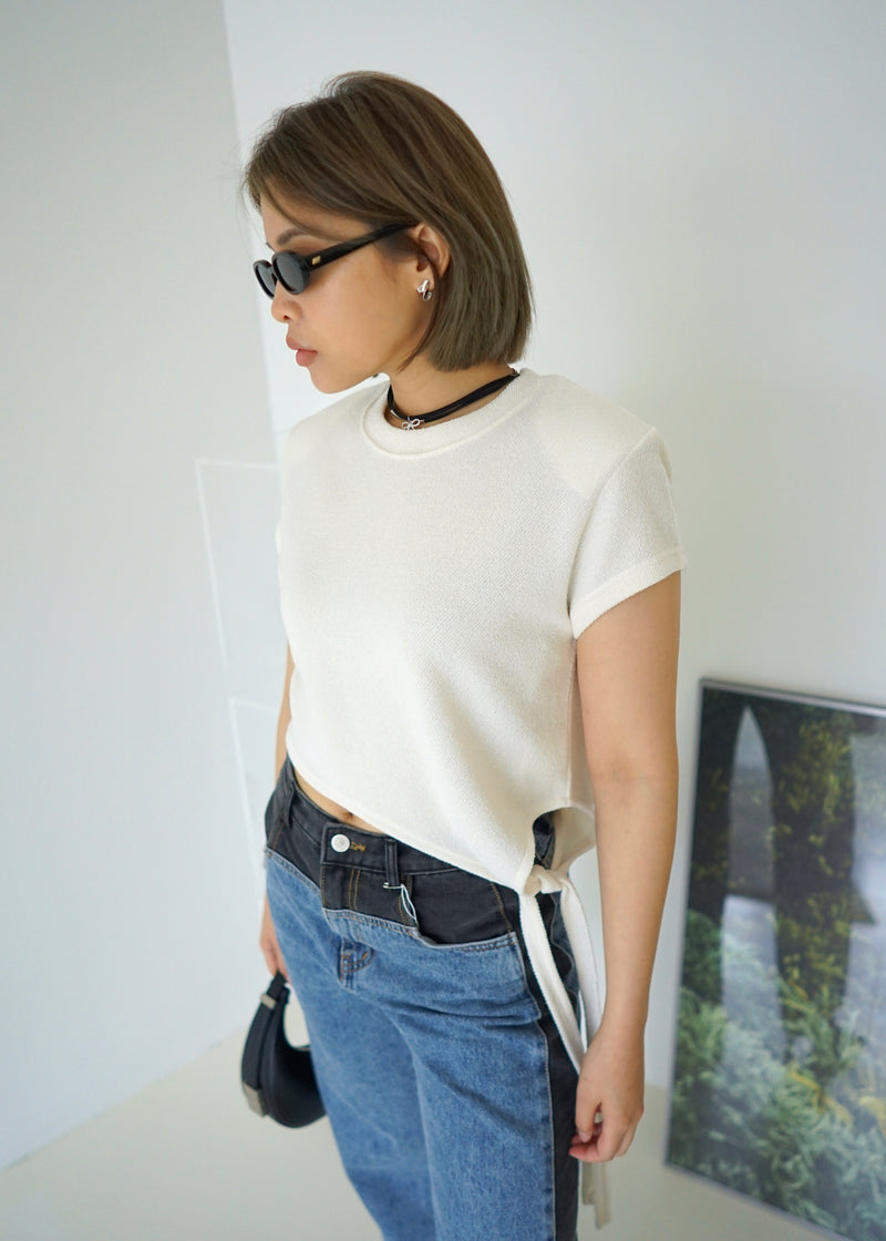 unbalance terry crop top