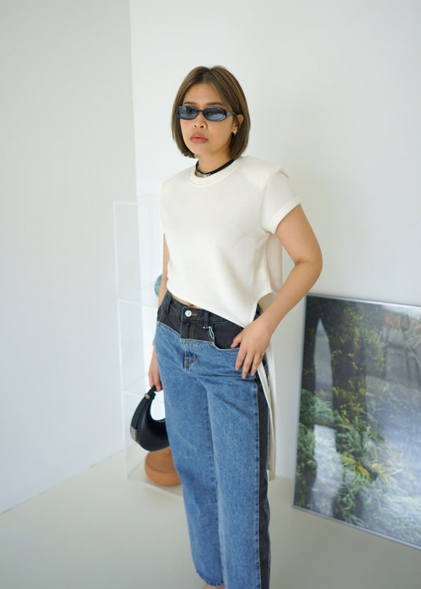 unbalance terry crop top