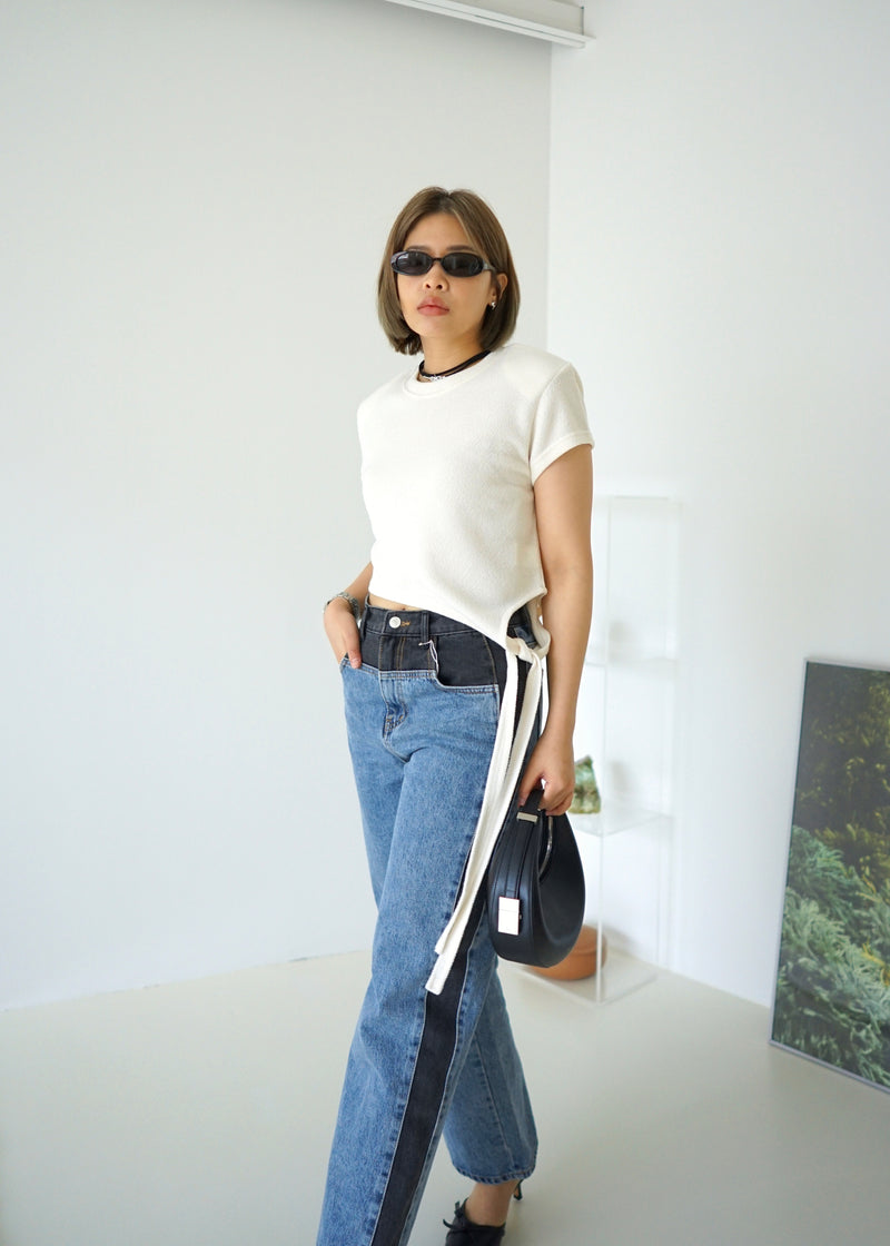 unbalance terry crop top