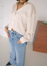 barbi satin crop shirt