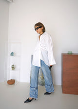 low pocket straight jeans