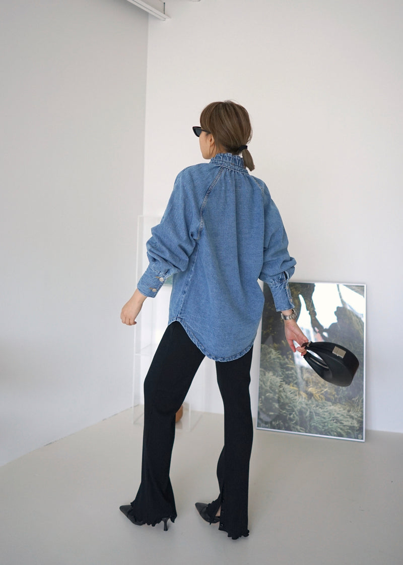 cotton ribbed slim pants