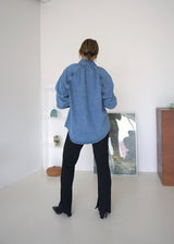 ruffled collar denim shirt