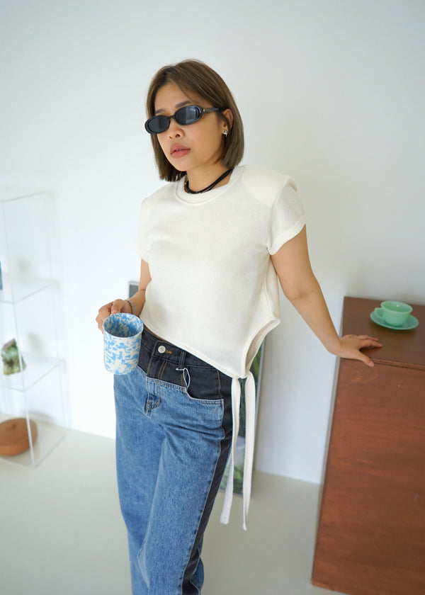 unbalance terry crop top
