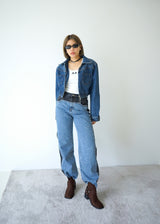 2-way zip denim crop jacket