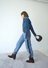 2-way zip denim crop jacket