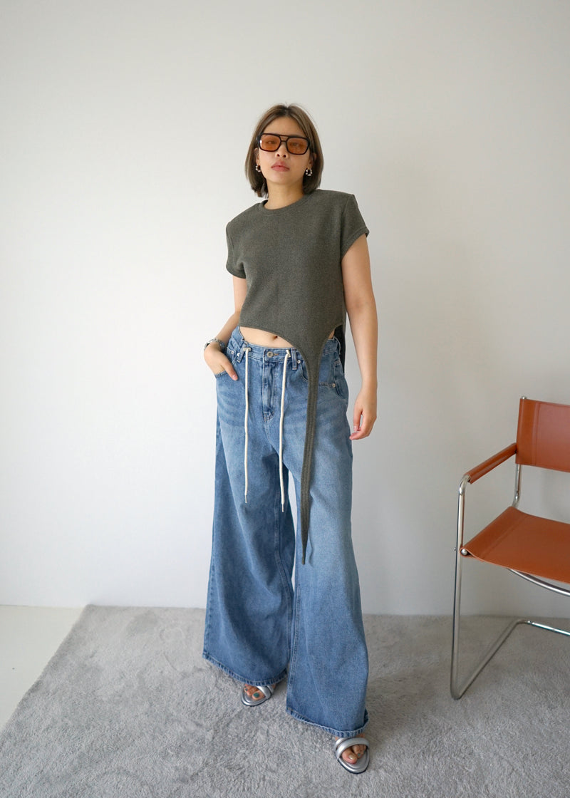 unbalance terry crop top