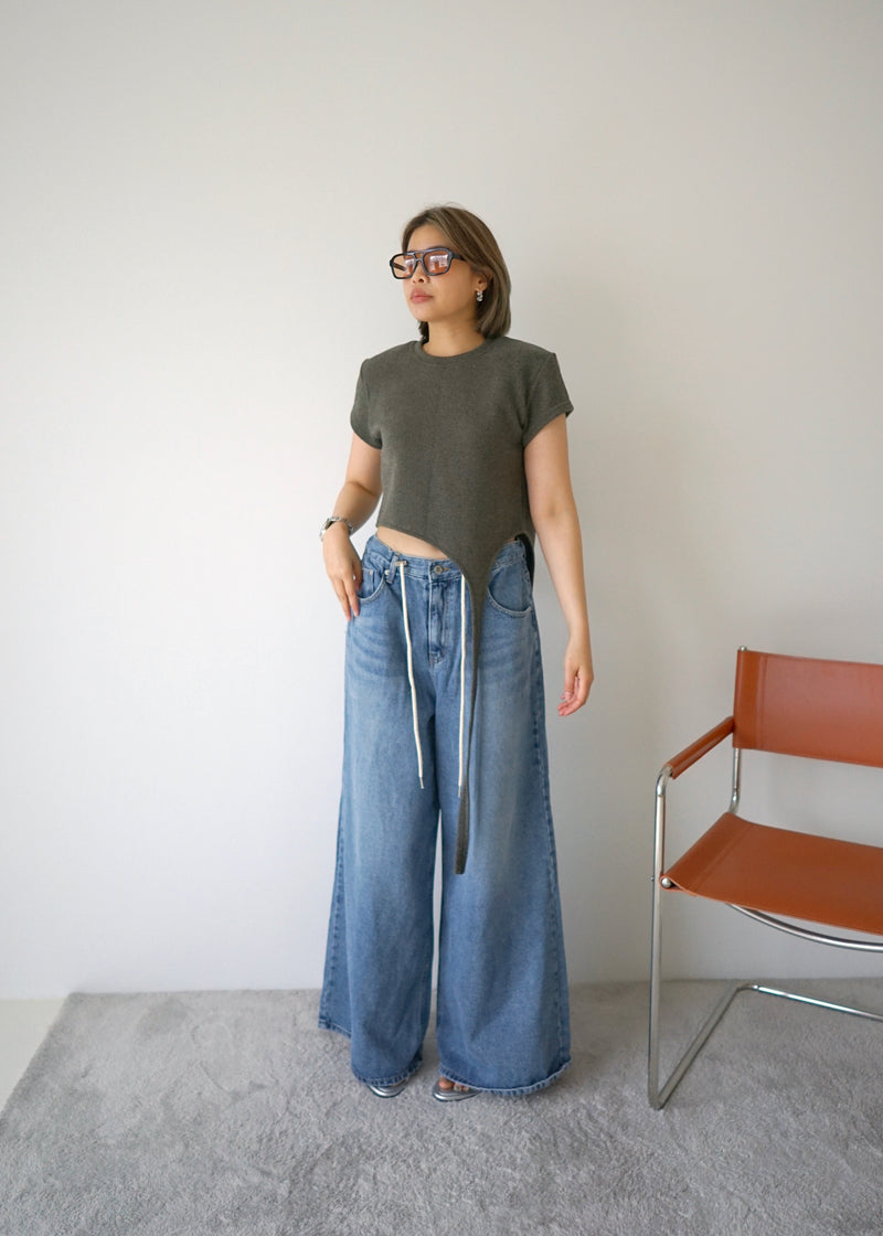 unbalance terry crop top