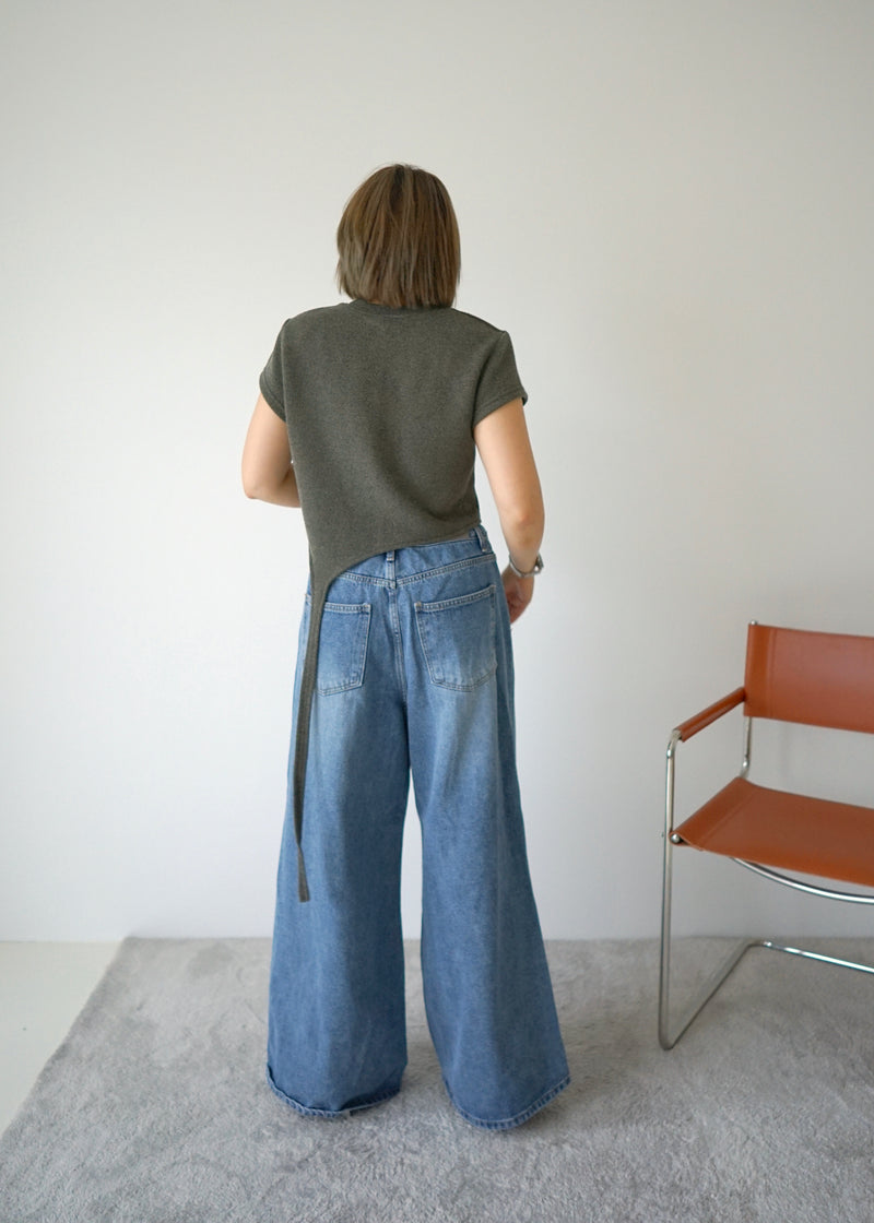 unbalance terry crop top