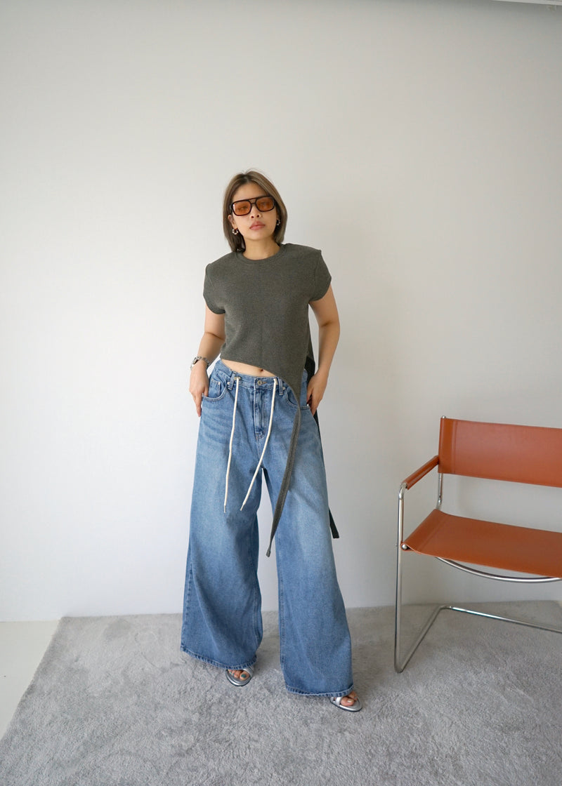 unbalance terry crop top