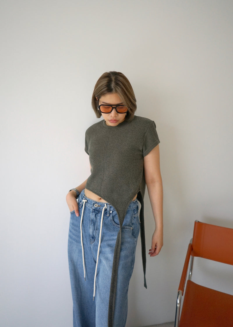 unbalance terry crop top