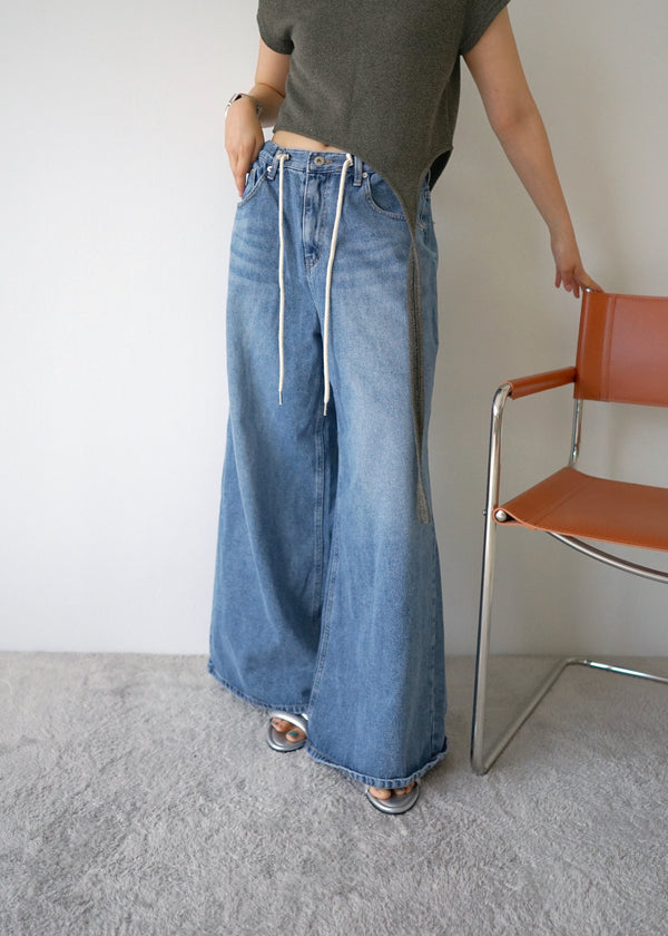 wide leg drawstring jeans