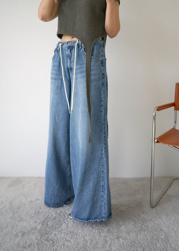wide leg drawstring jeans