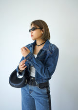 2-way zip denim crop jacket
