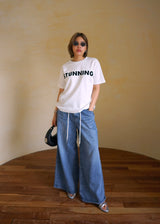 wide leg drawstring jeans