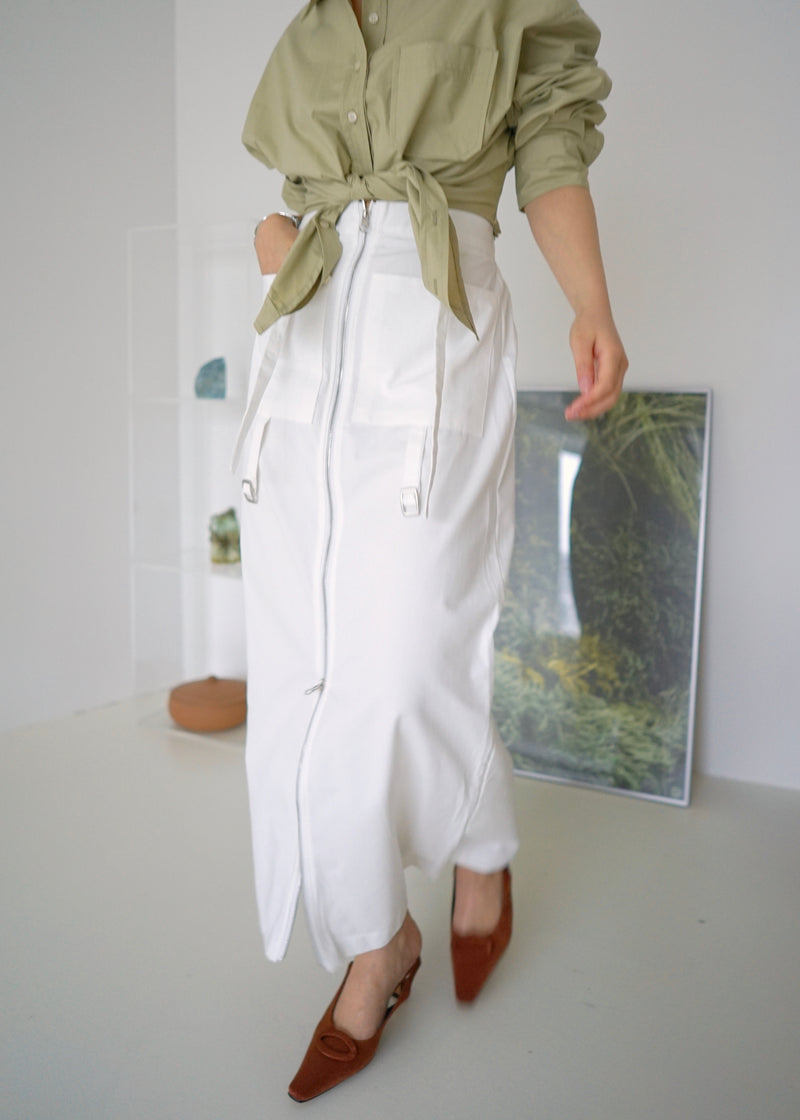 zip up pocket long skirt