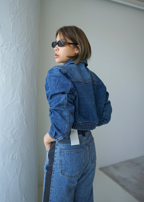 2-way zip denim crop jacket