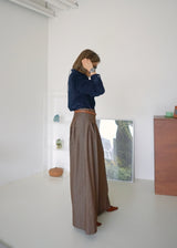 pleated wide leg trousers