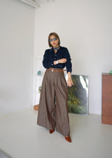 pleated wide leg trousers