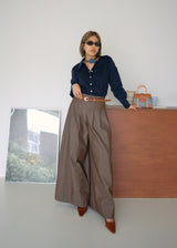 pleated wide leg trousers