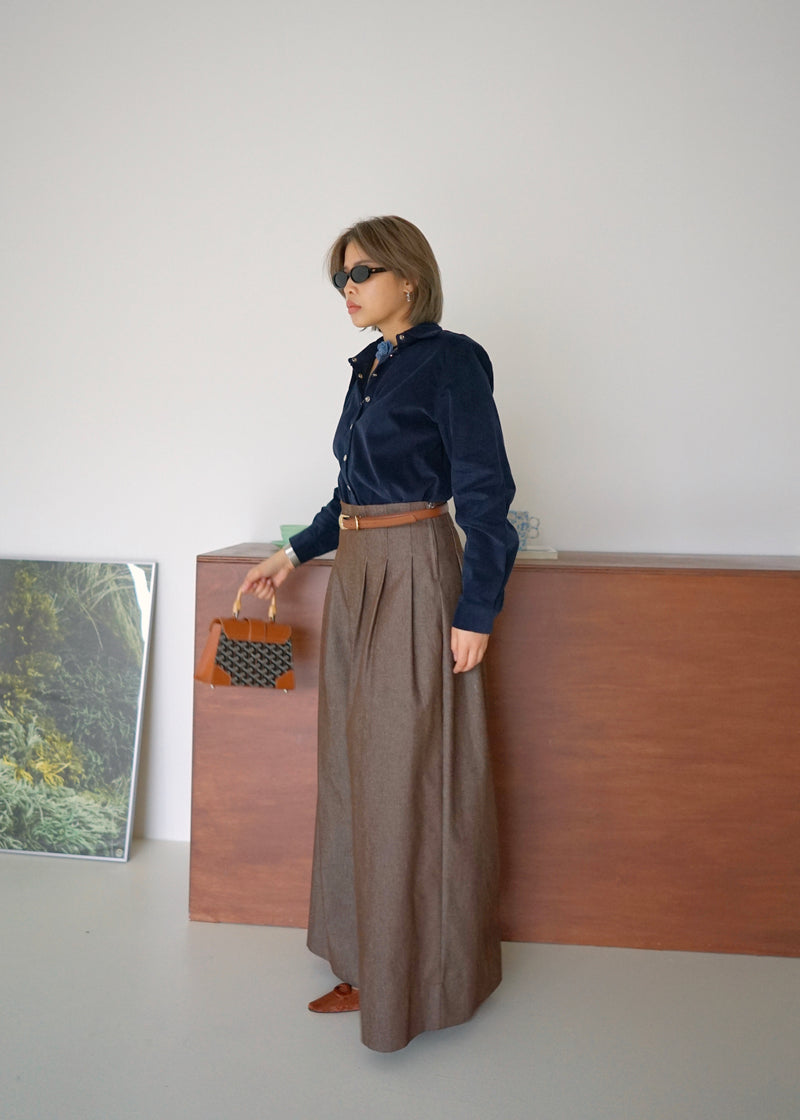 pleated wide leg trousers