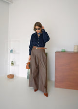 pleated wide leg trousers